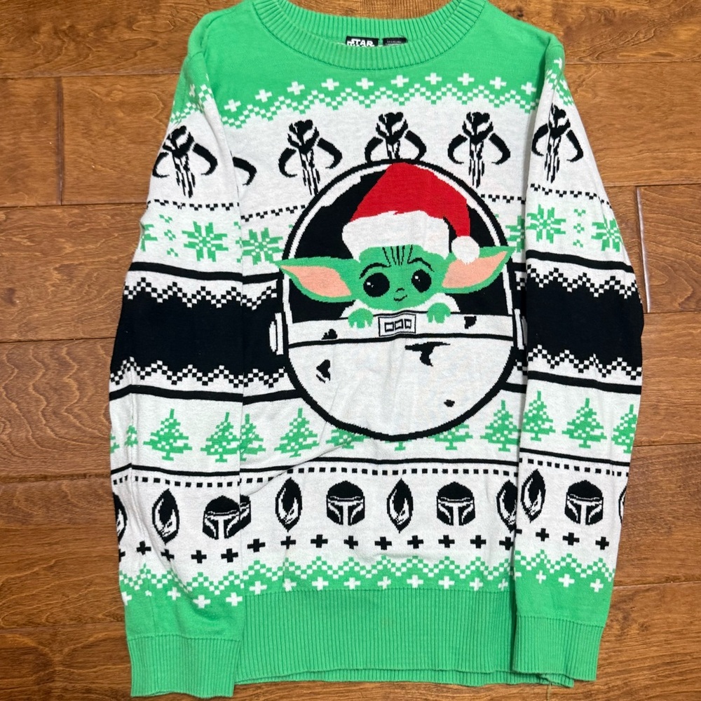 Like New Size Medium Star Wars Holiday Sweater with Grogu Design